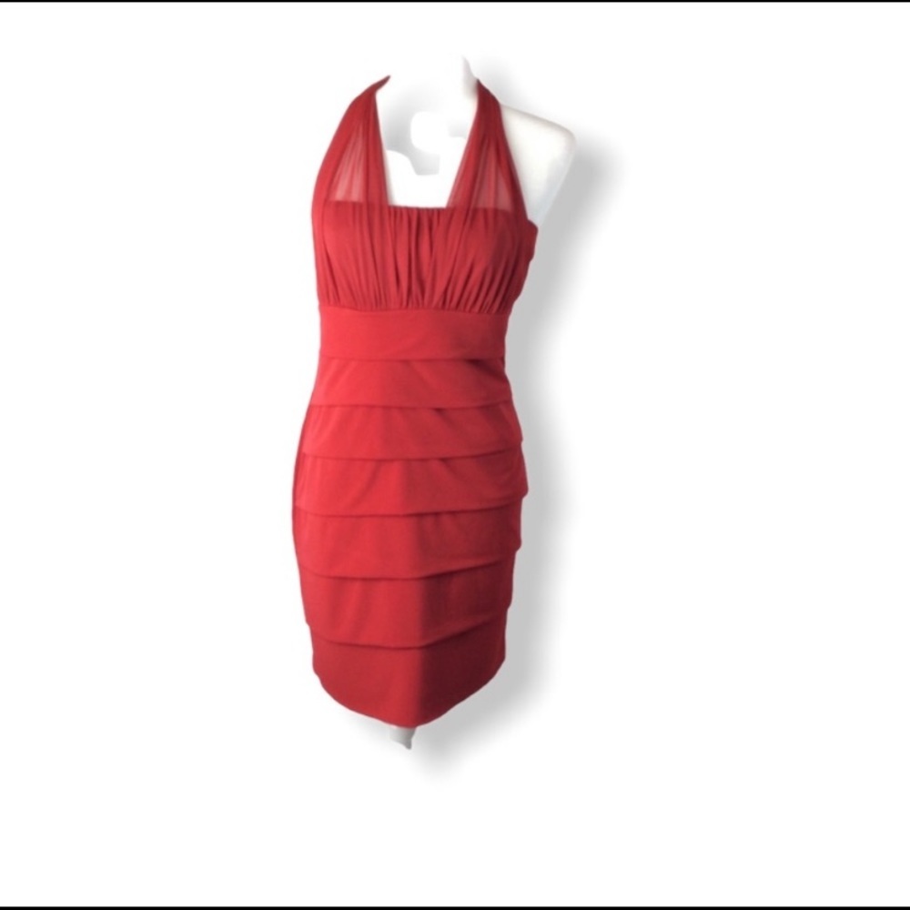 Sexy red and black halter top bodycon dress in S - Picture 2 of 8